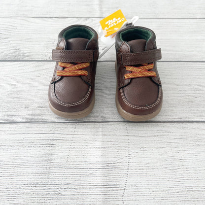 Carter's Every Step Brown Leather Baby Shoes Durable Soles NWT 3