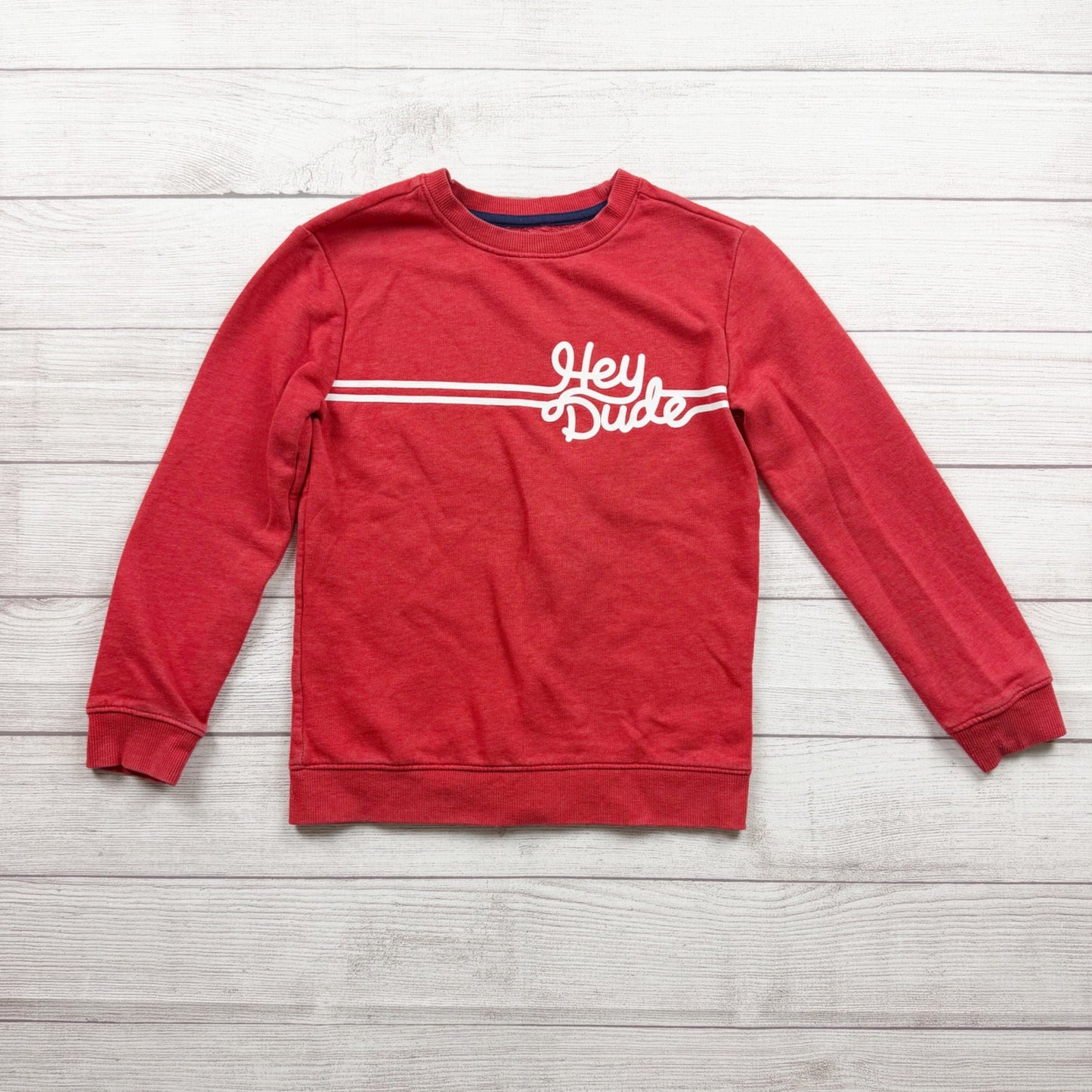 Cat & Jack Boys Red "Hey Dude" Crewneck Sweatshirt Cotton Blend M 8-10