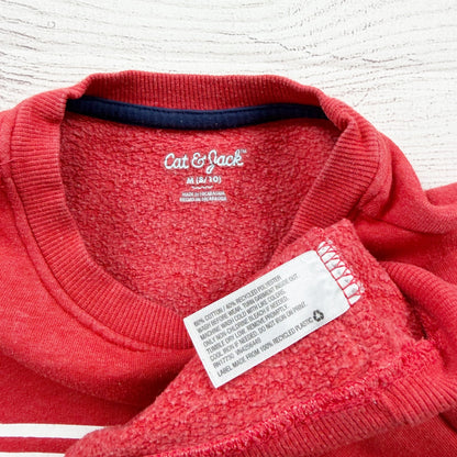 Cat & Jack Boys Red "Hey Dude" Crewneck Sweatshirt Cotton Blend M 8-10