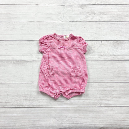 Absorba Pink Floral Infant Snap Romper Bow Accents Ruffle Back 3-6 Months