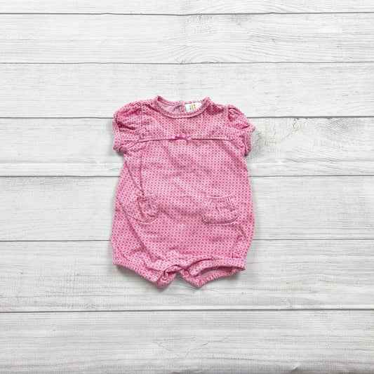 Absorba Pink Floral Infant Snap Romper Bow Accents Ruffle Back 3-6 Months