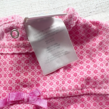Absorba Pink Floral Infant Snap Romper Bow Accents Ruffle Back 3-6 Months