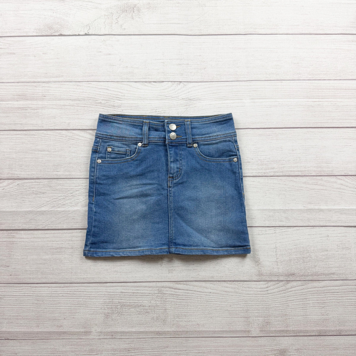 DKNY Girls Blue Denim Mini Skirt Pockets 10