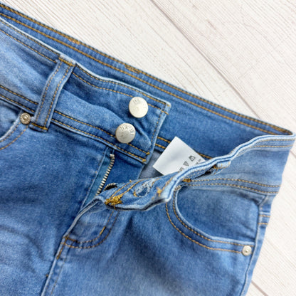 DKNY Girls Blue Denim Mini Skirt Pockets 10