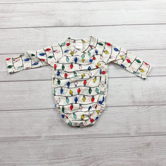Hanna Andersson Bodysuit Christmas Lights Long Sleeve Kimono Wrap 6-12 Months