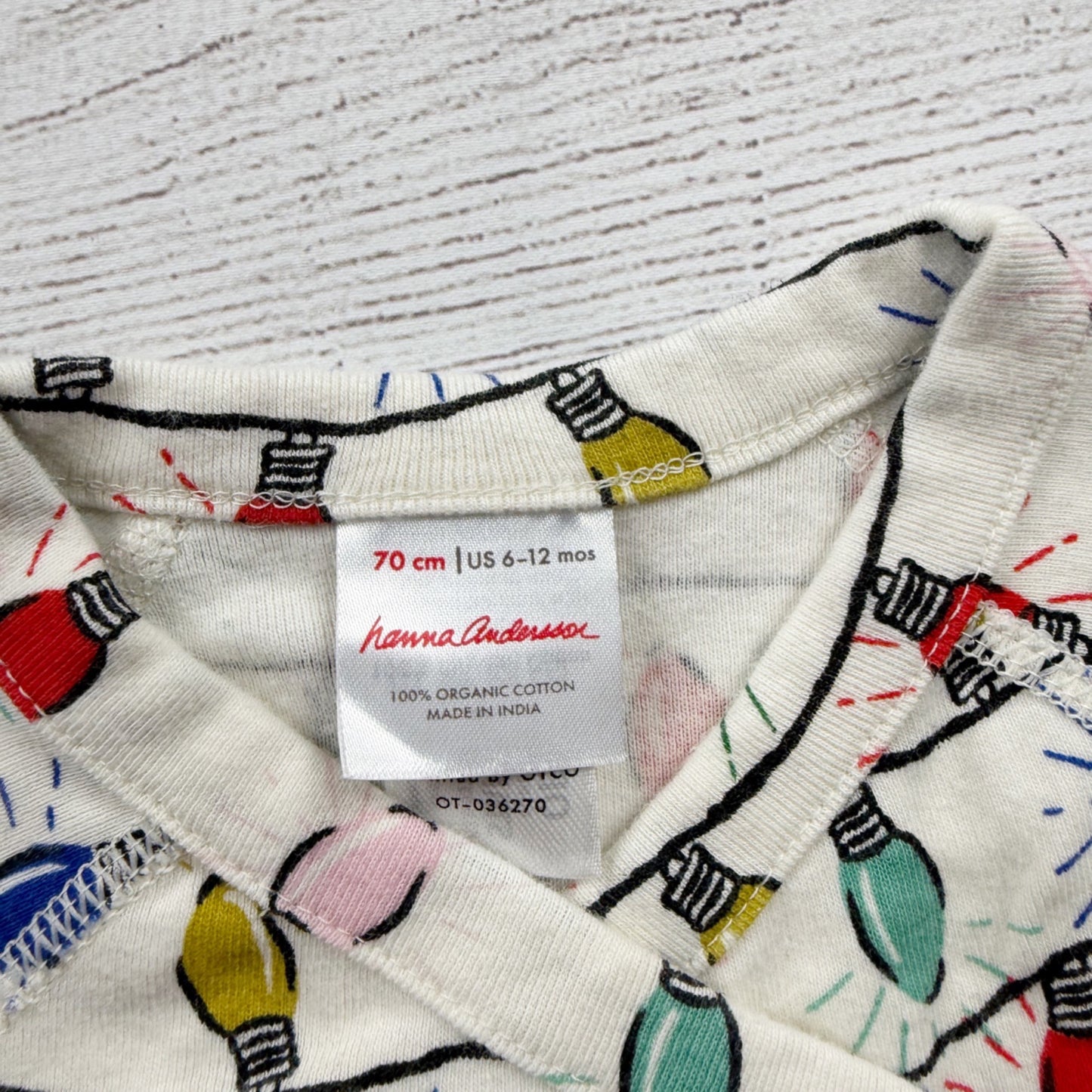 Hanna Andersson Bodysuit Christmas Lights Long Sleeve Kimono Wrap 6-12 Months