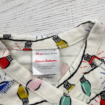 Hanna Andersson Bodysuit Christmas Lights Long Sleeve Kimono Wrap 6-12 Months