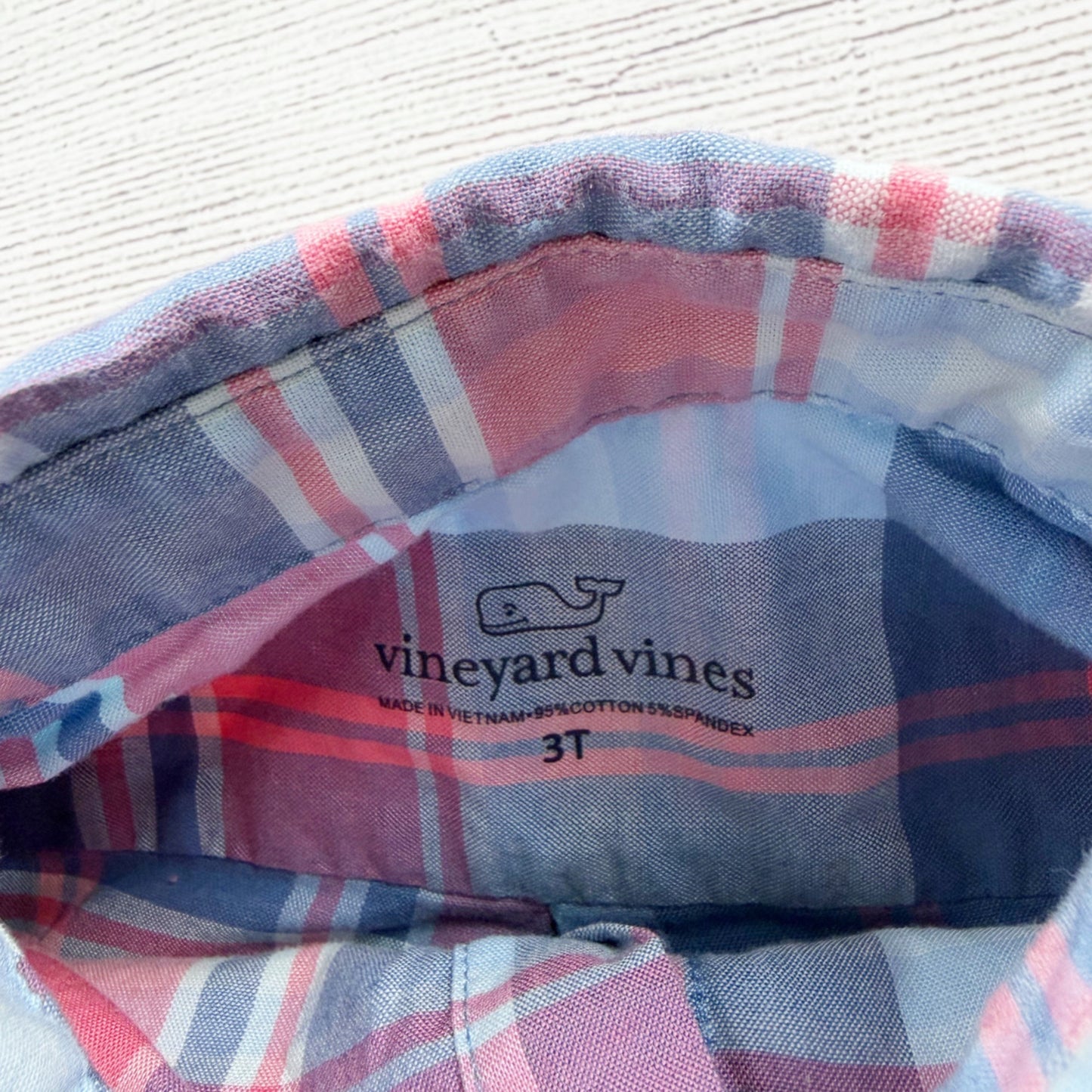 Vineyard Vines Toddler Boys Button Down Shirt Blue Pink Plaid Long Sleeve 3T