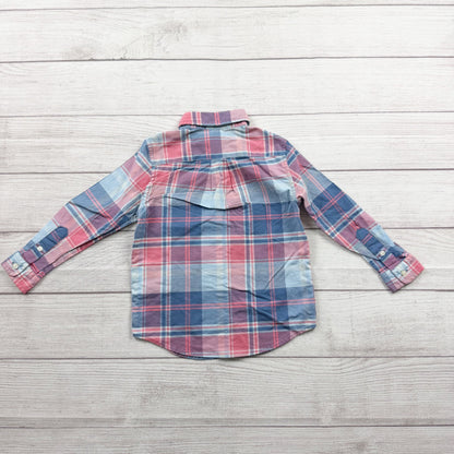 Vineyard Vines Toddler Boys Button Down Shirt Blue Pink Plaid Long Sleeve 3T