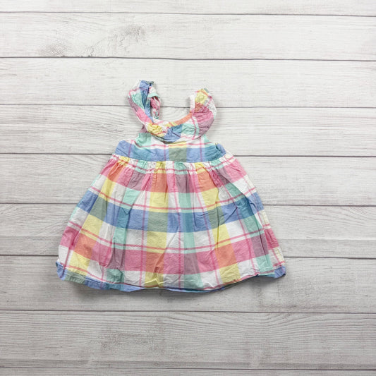 Tommy Bahama Girls Pastel Plaid Sundress Ruffle Straps Bow Back 3T