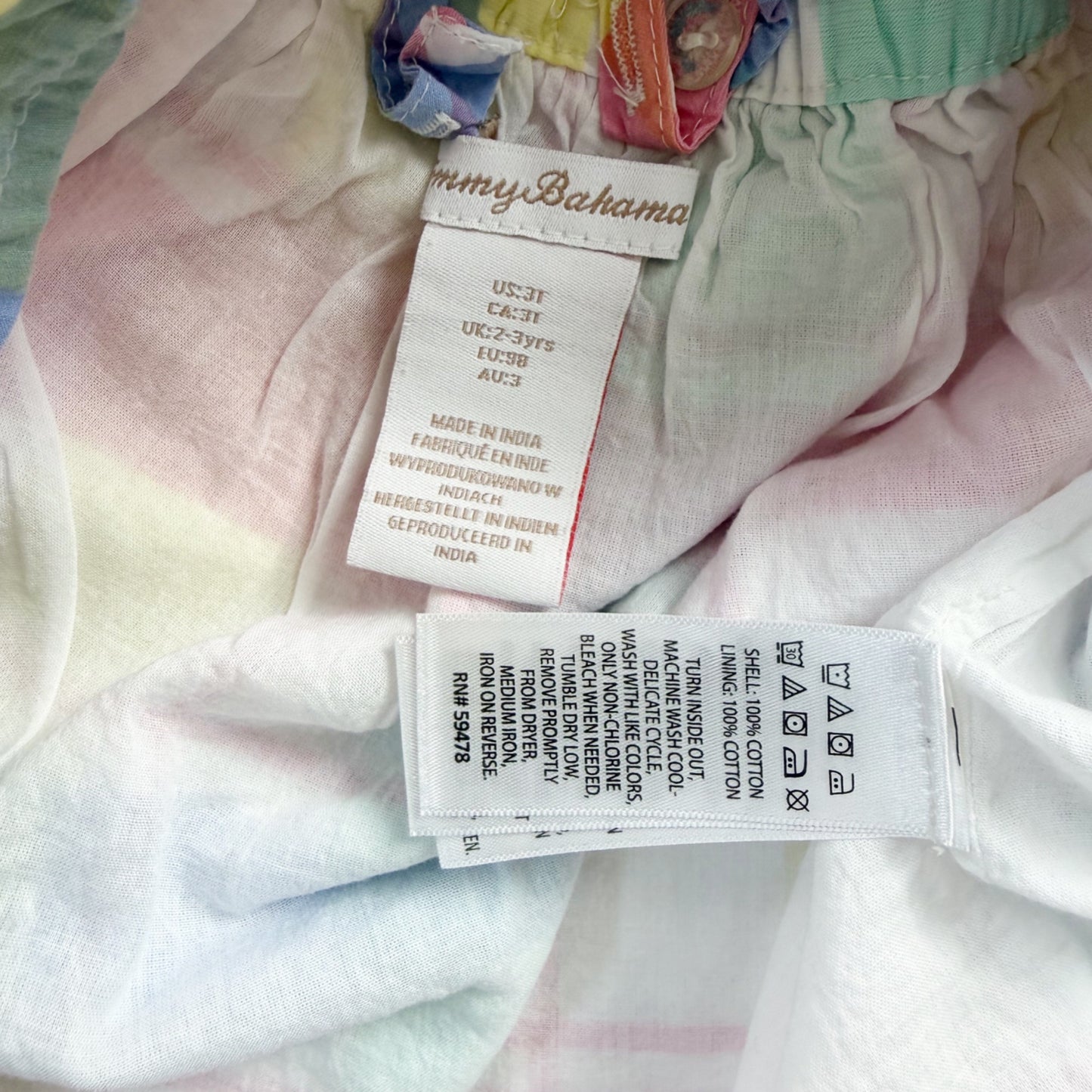 Tommy Bahama Girls Pastel Plaid Sundress Ruffle Straps Bow Back 3T