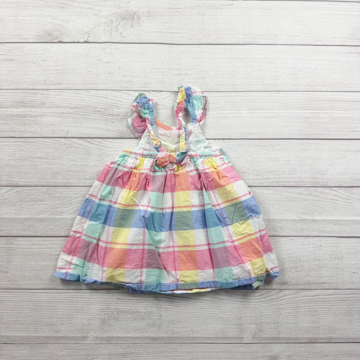 Tommy Bahama Girls Pastel Plaid Sundress Ruffle Straps Bow Back 3T