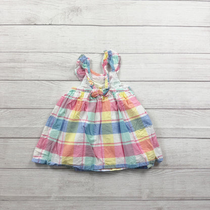Tommy Bahama Girls Pastel Plaid Sundress Ruffle Straps Bow Back 3T