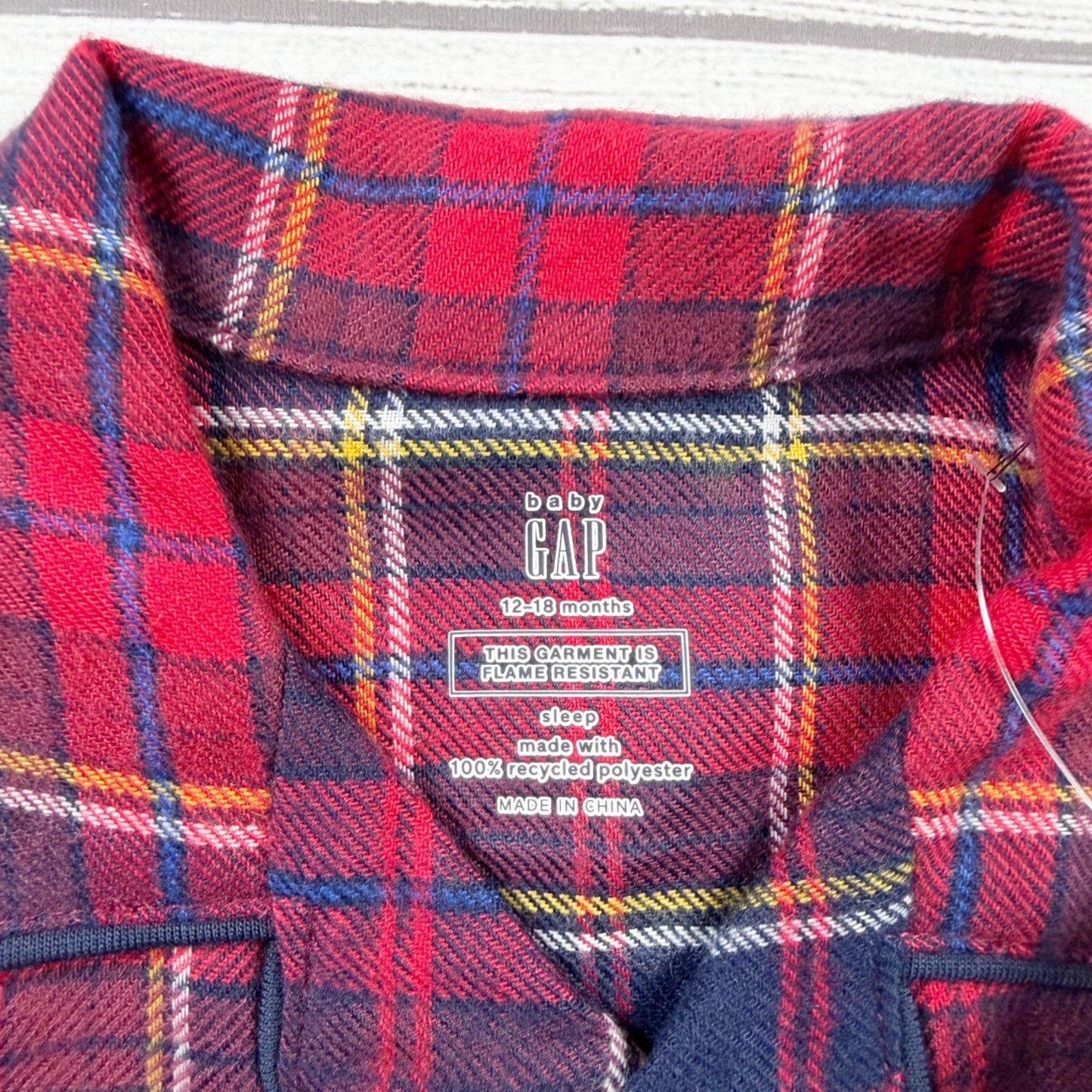 Baby Gap Toddler Flannel Pajama Set Plaid Button Up NWT 12-18 Months