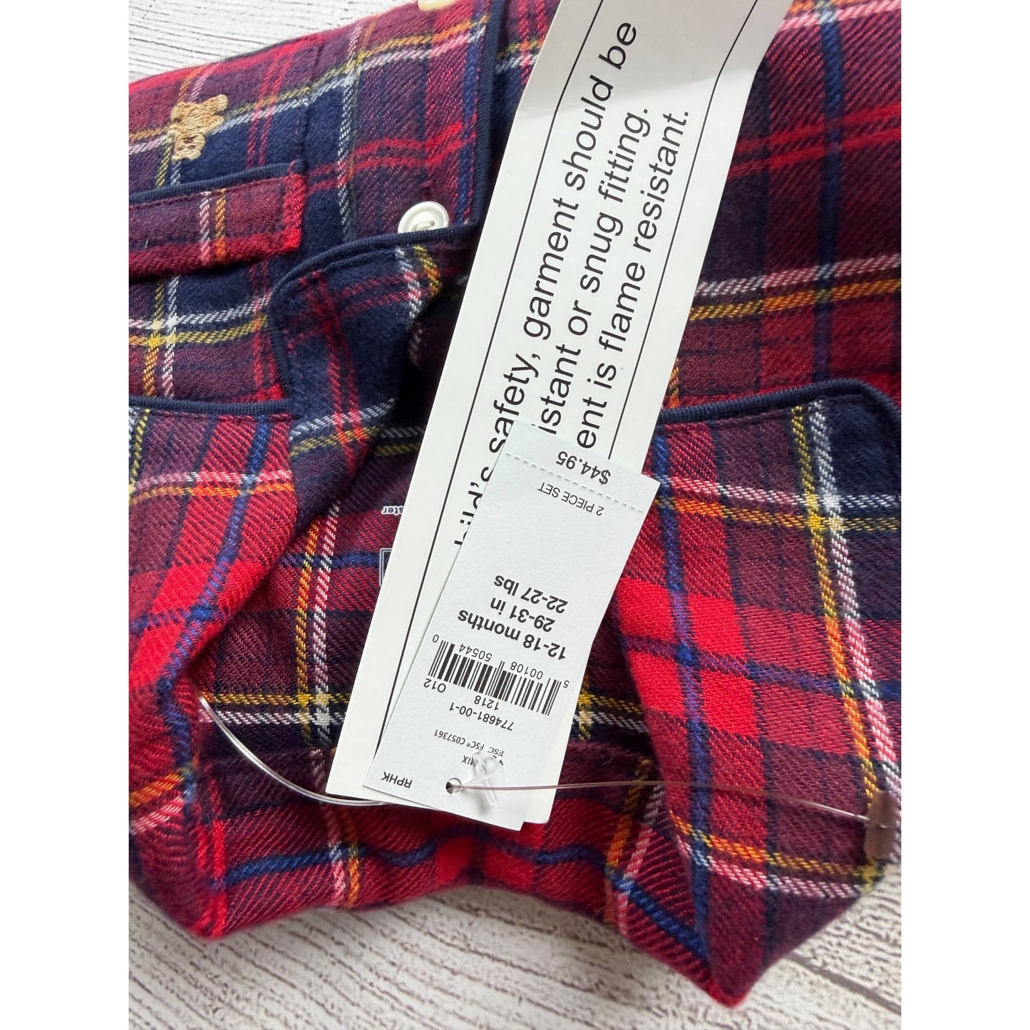 Baby Gap Toddler Flannel Pajama Set Plaid Button Up NWT 12-18 Months