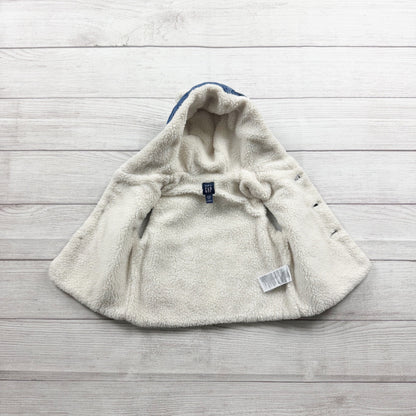 Baby Gap Sherpa Lined Hooded Vest Denim Chambray Blue 6-12 Months