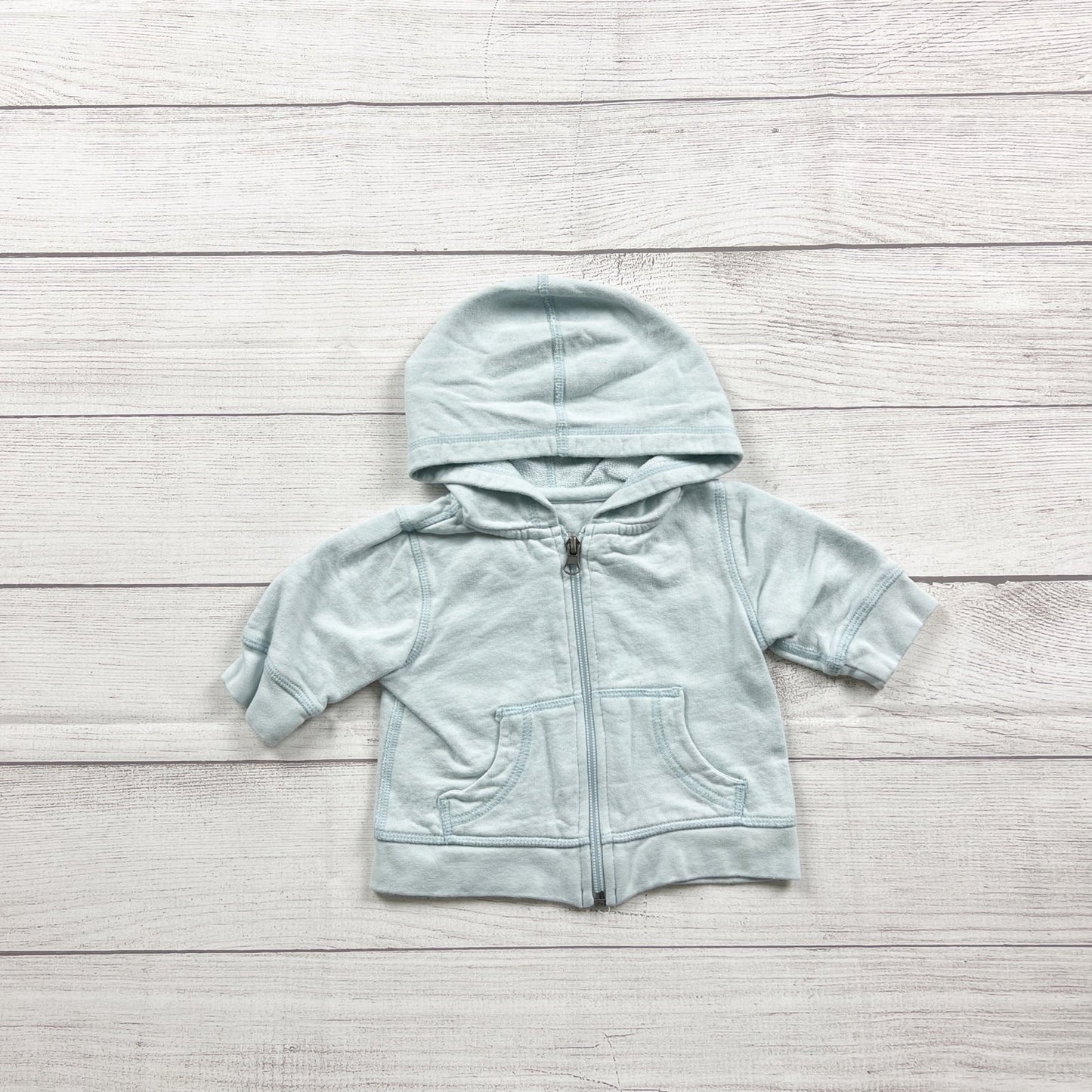 Moon And Back By Hanna Andersson Blue Baby Hooded Zip Up Sweatshirt 0-3 Months