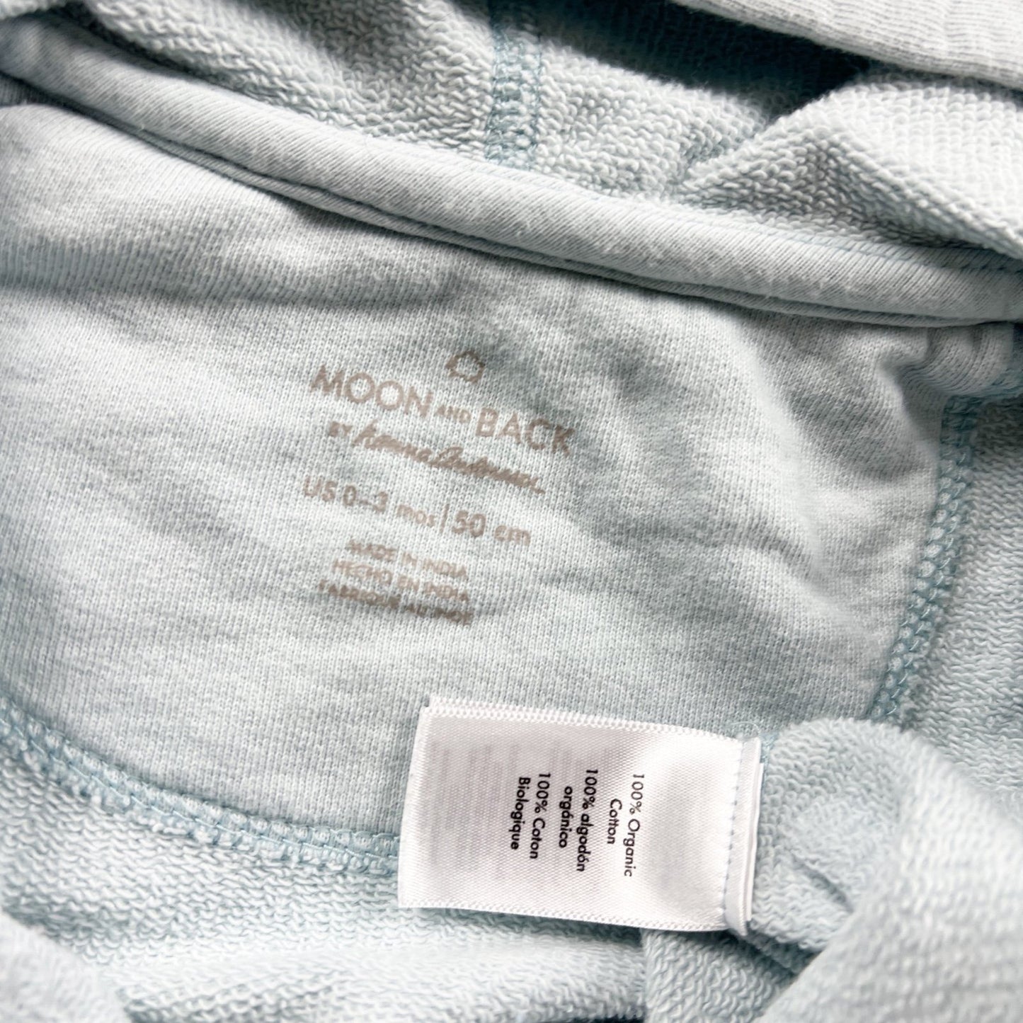 Moon And Back By Hanna Andersson Blue Baby Hooded Zip Up Sweatshirt 0-3 Months