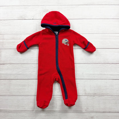 NFL New England Patriots Fleece Baby Footed Coverall Hoodie Romper 0-3 Months