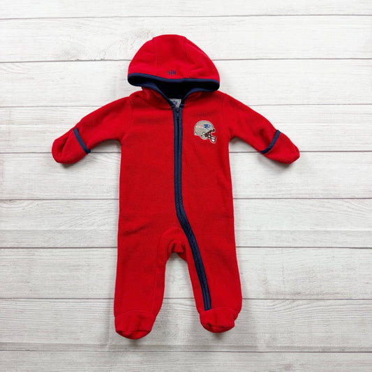 NFL New England Patriots Fleece Baby Footed Coverall Hoodie Romper 0-3 Months