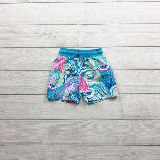Tommy Bahama Baby Swim Trunks Jellyfish Blue Pink Lightweight 9-12 Months