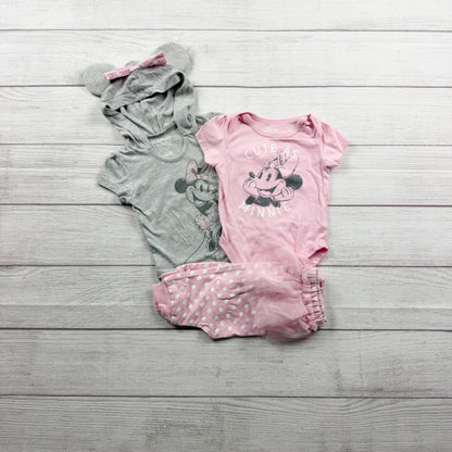 Disney Baby Minnie Mouse Bodysuits Polka Dot Tutu Joggers Outfit Set 6-9 Months