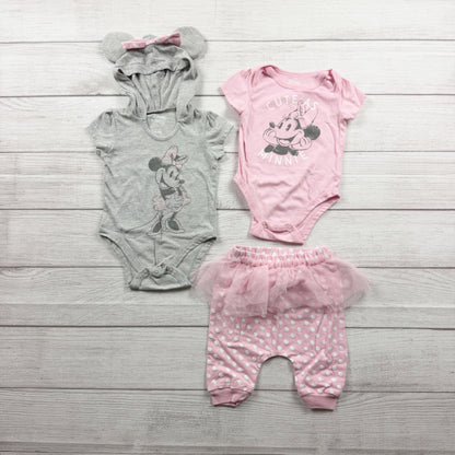 Disney Baby Minnie Mouse Bodysuits Polka Dot Tutu Joggers Outfit Set 6-9 Months