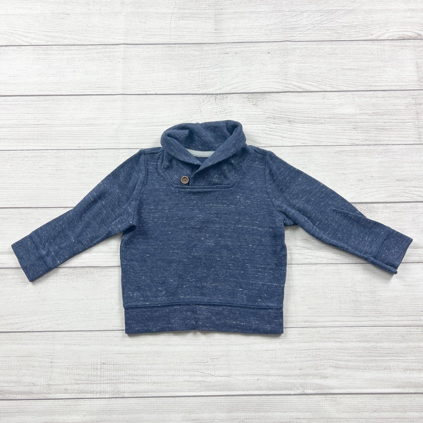 Old Navy Toddler Shawl Collar Pullover Sweater Navy Blue Button Neck 3T