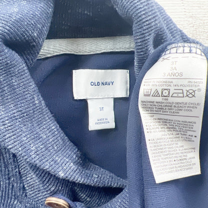 Old Navy Toddler Shawl Collar Pullover Sweater Navy Blue Button Neck 3T