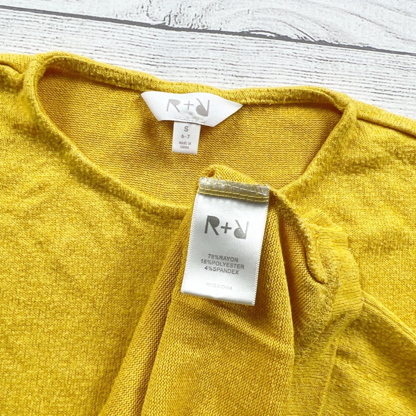 Rumi & Ryder Girls Yellow Long Sleeve Pocket Tunic Sweater S 6-7