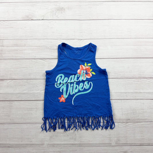 Children’s Place Girls Blue Fringe "Beach Vibes" Graphic Tank Top M 7-8