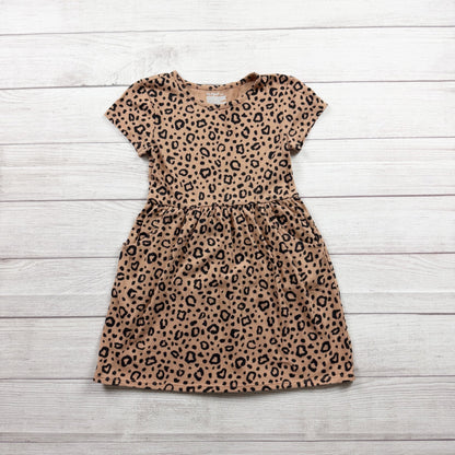 Cat & Jack Girls Leopard Print Short Sleeve Dress Pockets M 8
