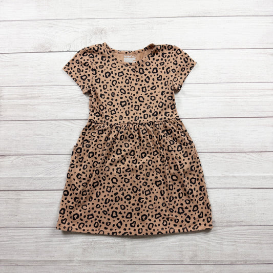 Cat & Jack Girls Leopard Print Short Sleeve Dress Pockets M 8