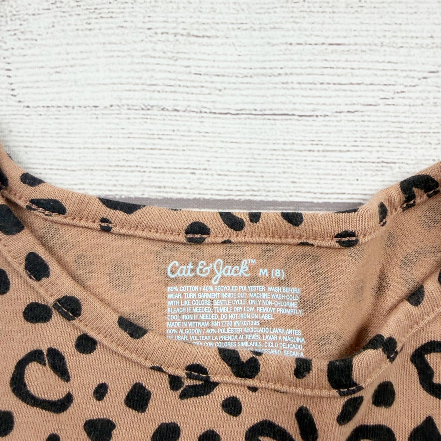 Cat & Jack Girls Leopard Print Short Sleeve Dress Pockets M 8