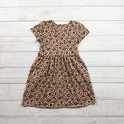 Cat & Jack Girls Leopard Print Short Sleeve Dress Pockets M 8