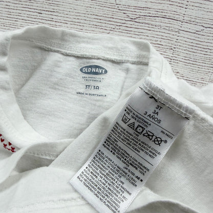 Old Navy Girls Santas Little Helper White Long Sleeve Shirt Lightweight Cotton 3T