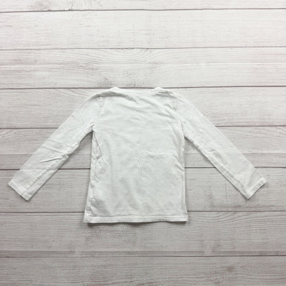 Old Navy Girls Santas Little Helper White Long Sleeve Shirt Lightweight Cotton 3T