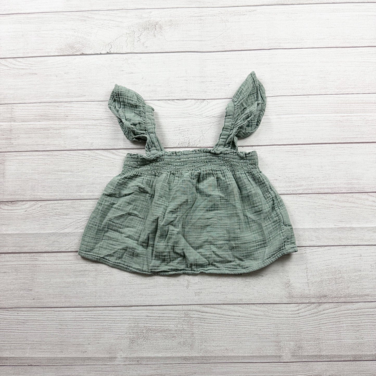 Gap Girls Sage Green Crinkle Cotton Sleeveless Top M 8-9