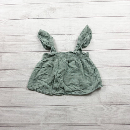 Gap Girls Sage Green Crinkle Cotton Sleeveless Top M 8-9
