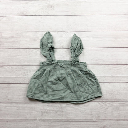 Gap Girls Sage Green Crinkle Cotton Sleeveless Top M 8-9