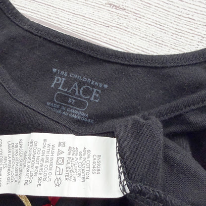 The Children's Place Girls Long Sleeve Shirt Black Plaid Heart Floral Graphic 3T