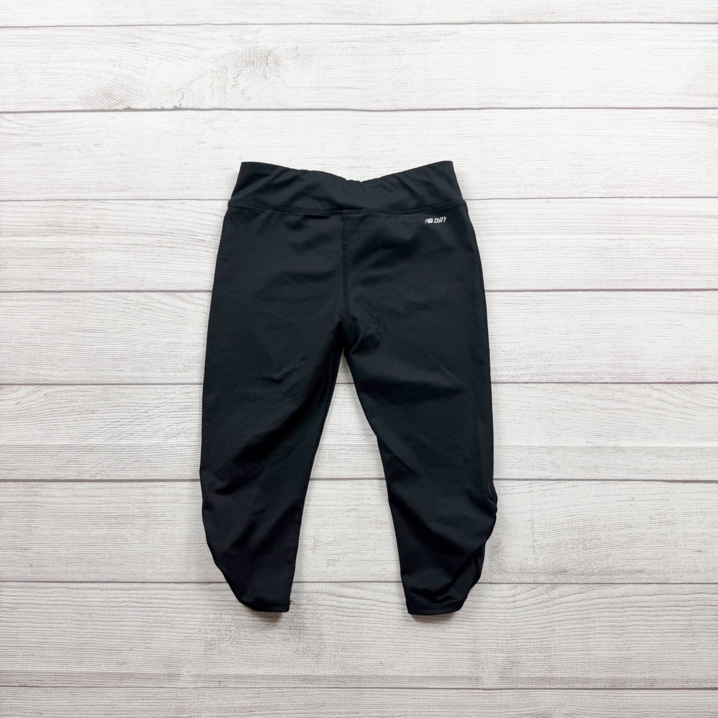 New Balance Girls Cropped Black Workout Leggings Lightweight Comfort M 7-8