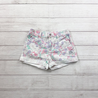 Levi’s Girls High Rise Denim Shorts Floral Print Cuffed Jean Shorts Pastel 12