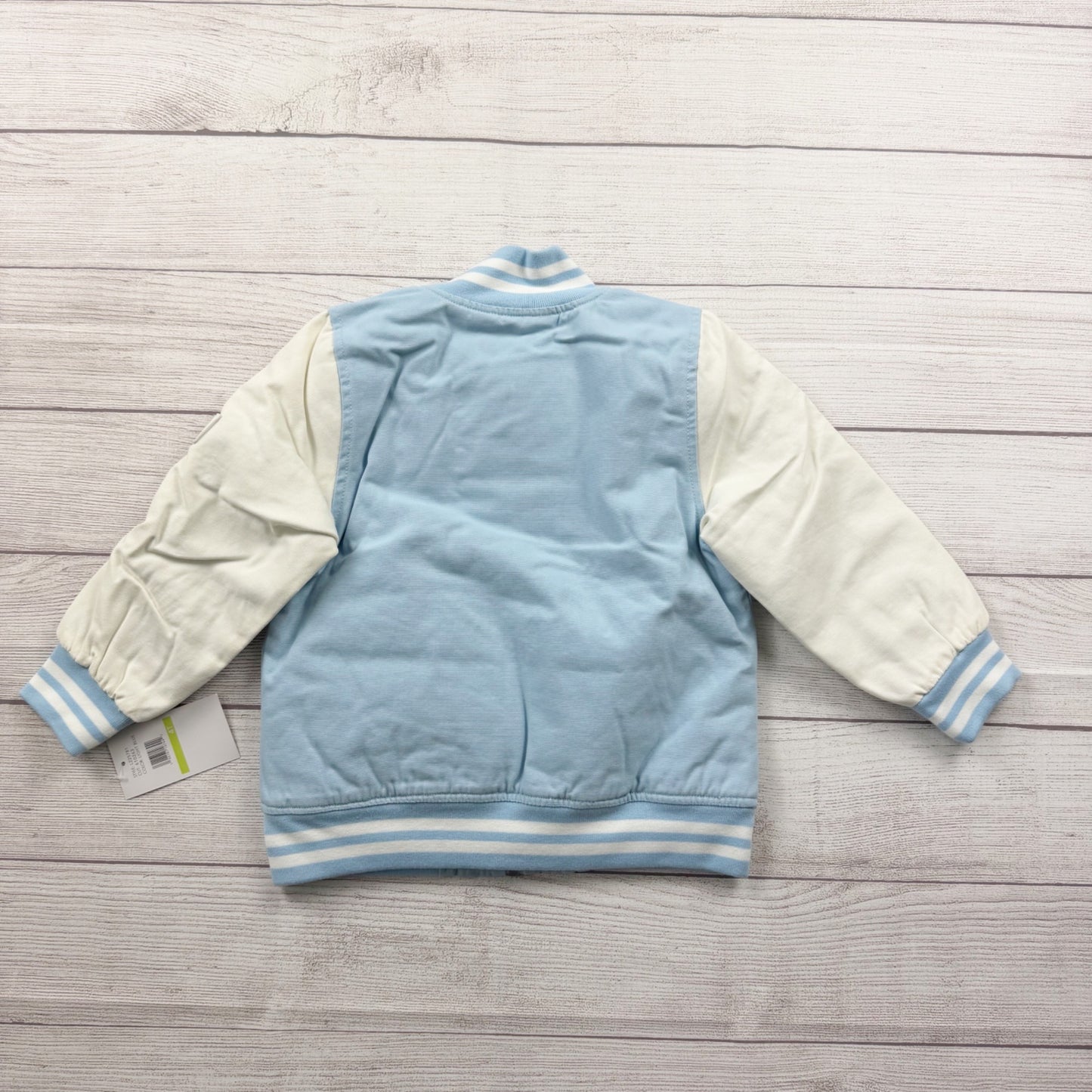 London Fog Toddler Varsity Jacket Blue White Sherpa Lined Bomber Zip Up 4T