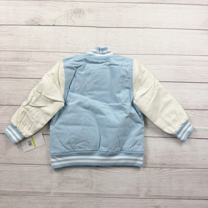 London Fog Toddler Varsity Jacket Blue White Sherpa Lined Bomber Zip Up 4T
