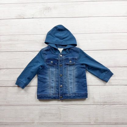 First Impressions Baby Denim Hoodie Jacket Blue Lightweight 12-18 Months