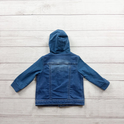 First Impressions Baby Denim Hoodie Jacket Blue Lightweight 12-18 Months