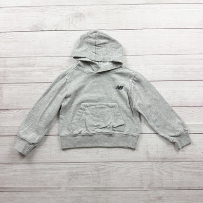 New Balance Grey Pullover Hoodie Kangaroo Pocket Kids Casual Style 4
