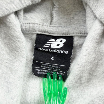 New Balance Grey Pullover Hoodie Kangaroo Pocket Kids Casual Style 4