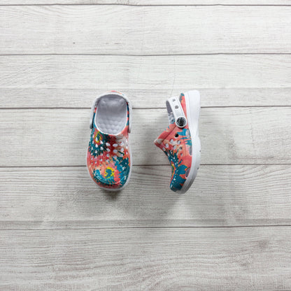 Joybees Kids Clogs Tie Dye Multi Color Slip-On Sandals Lightweight 10-11